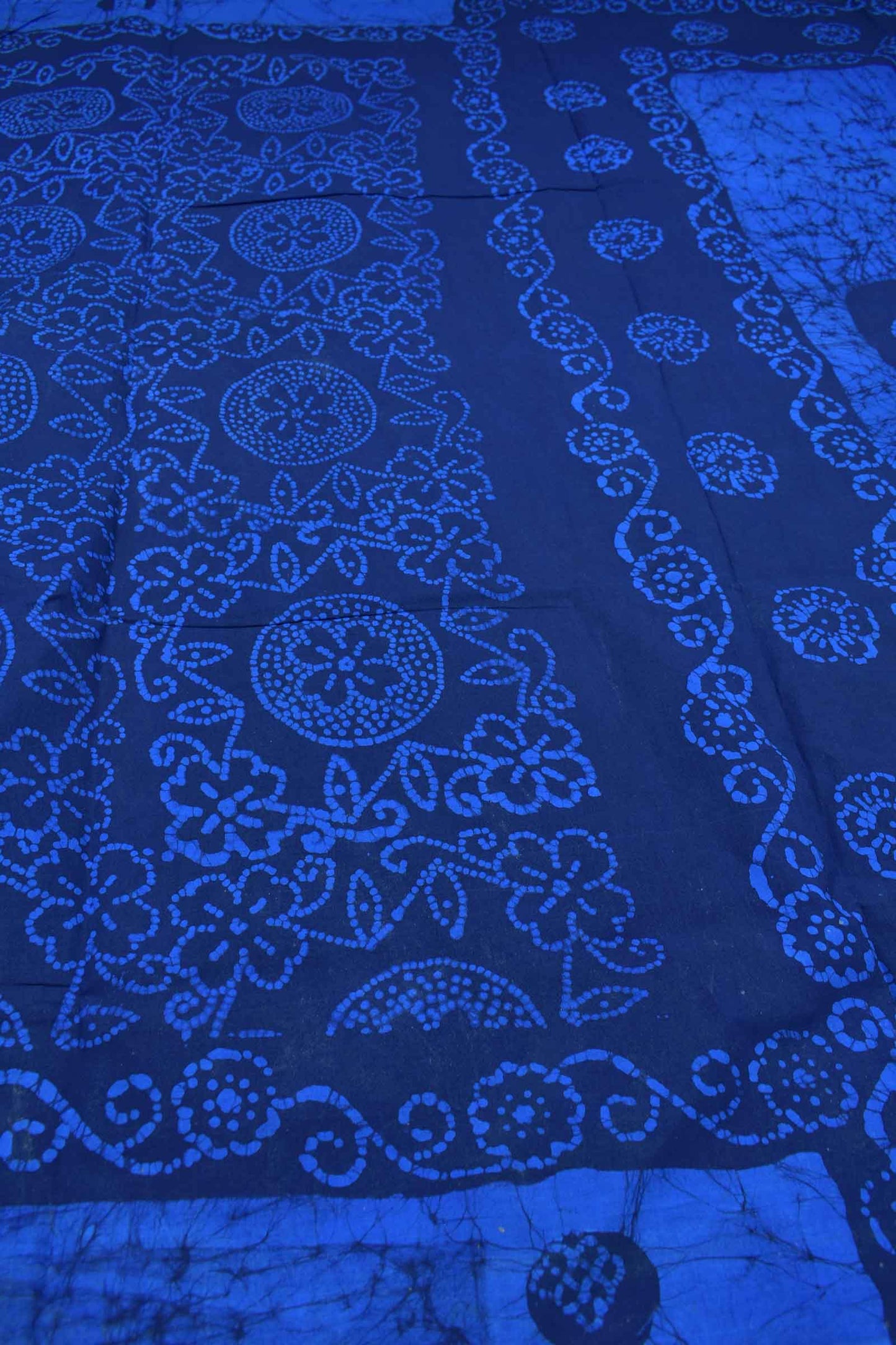 Blue Pure Sungudi Cotton Floral Flowers Kolam Printed Saree
