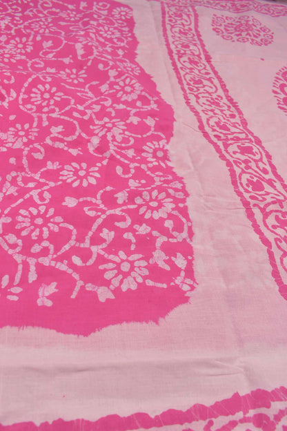 Pink Pure Sungudi Cotton Floral Printed Saree NAA105