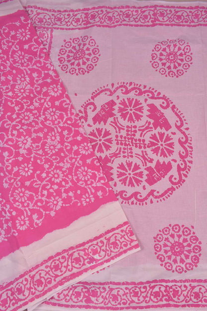 Pink Pure Sungudi Cotton Floral Printed Saree NAA105