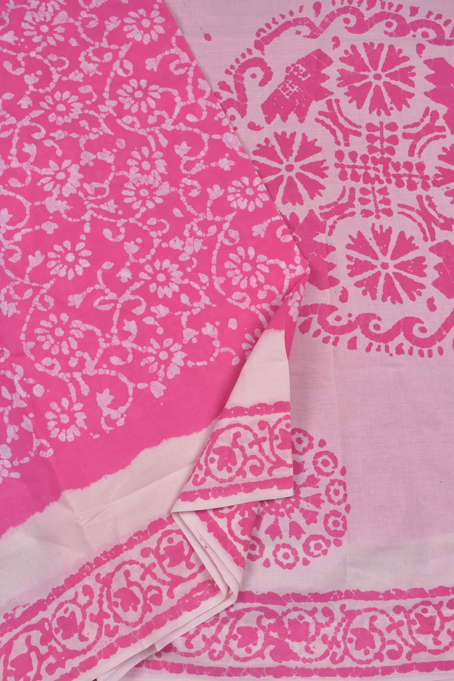 Pink Pure Sungudi Cotton Floral Printed Saree NAA105