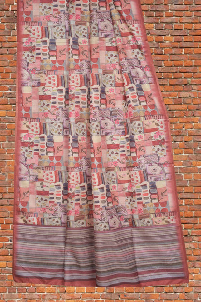 Multi Floral Frame Malai Semi Silk Saree