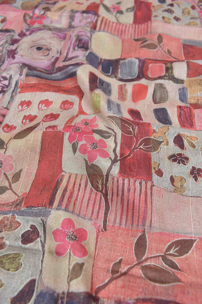 Multi Floral Frame Malai Semi Silk Saree