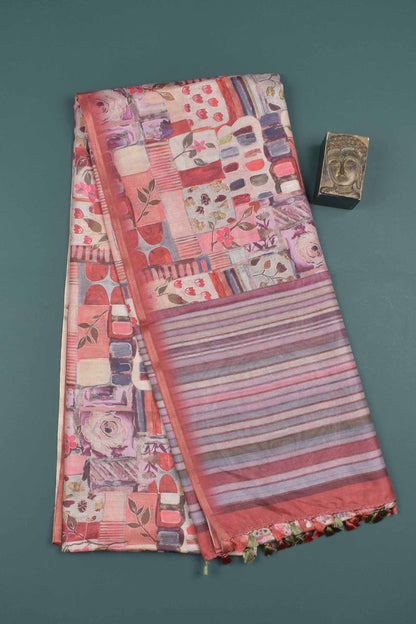 Multi Floral Frame Malai Semi Silk Saree