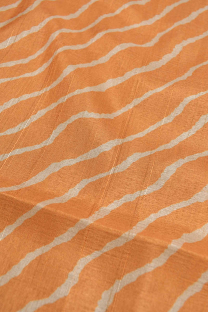 Orange Semi Silk Leheriya Inspired Stripes Kalamkari Pallu Saree