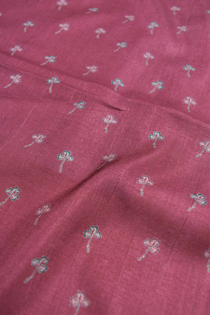 Wine Florals Semi Silk Golden Border Floral Pallu Saree