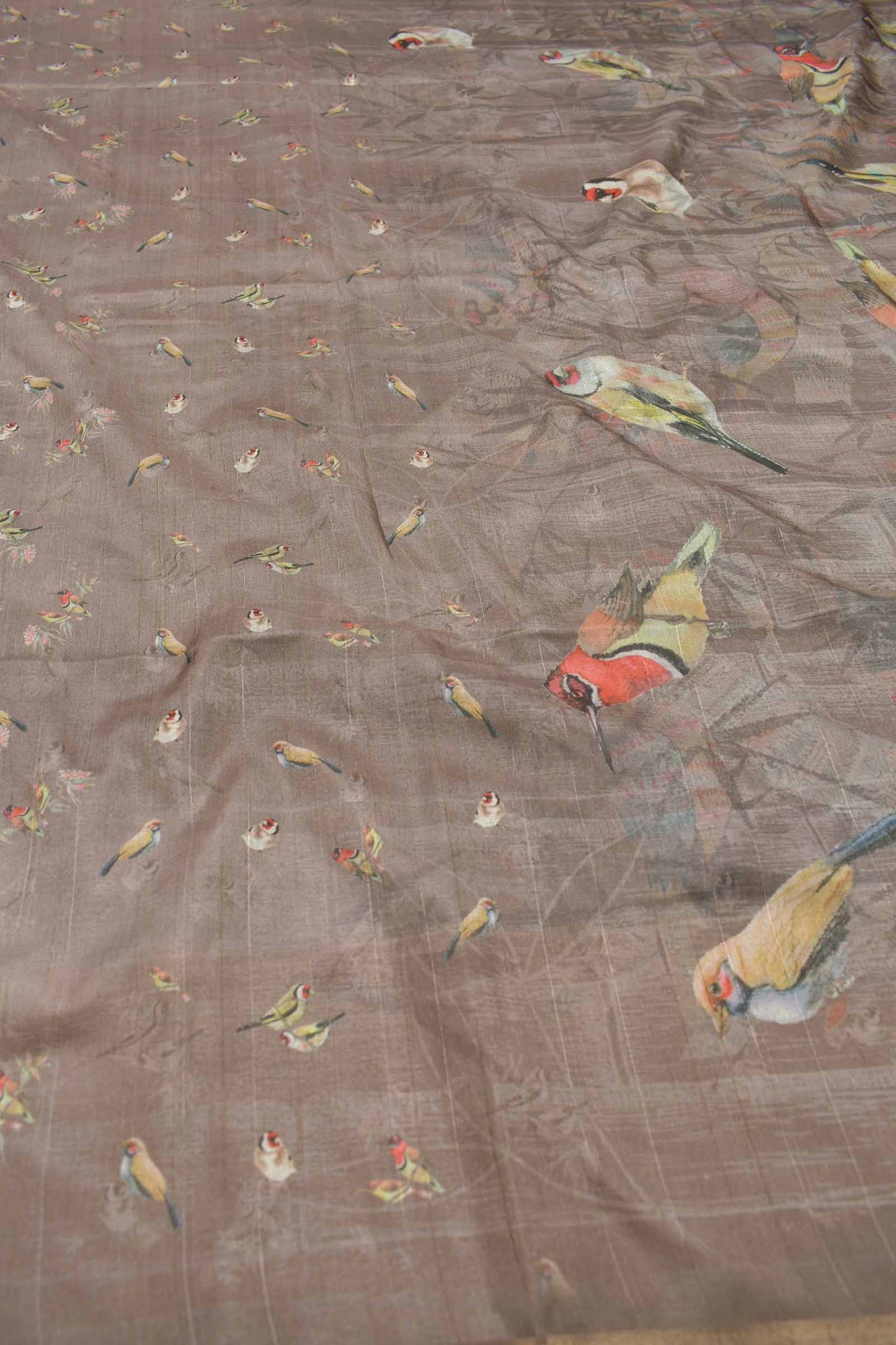 Metallic Grey Bird Land Malai Semi Silk Saree