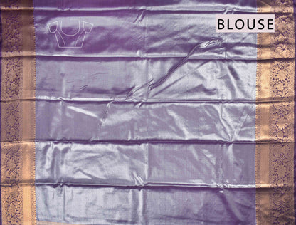 Light Blue Semi Silk Rich Floral Body Contrast Zari Border Pallu Saree