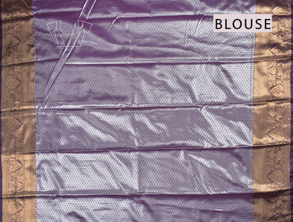 Light Voilet Semi Silk Intricate Floral Body Contrast Zari Border Pallu Saree