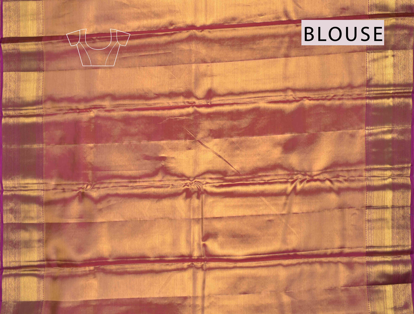 Golden Peach Kanchipuram Bridal Pure Silk Gold Flowers Body Zari Border Pallu Saree NAA215