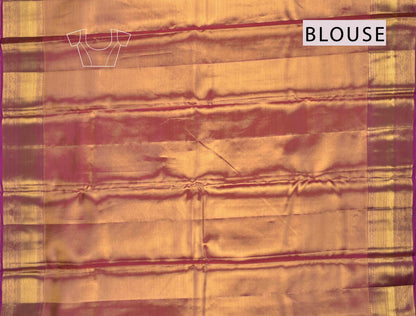 Golden Peach Kanchipuram Bridal Pure Silk Gold Flowers Body Zari Border Pallu Saree NAA215