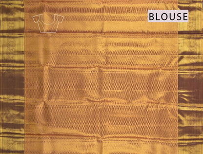 Golden Kanchipuram Bridal Pure Silk Rich Florals Maroon Zari Border Pallu Saree NAA163