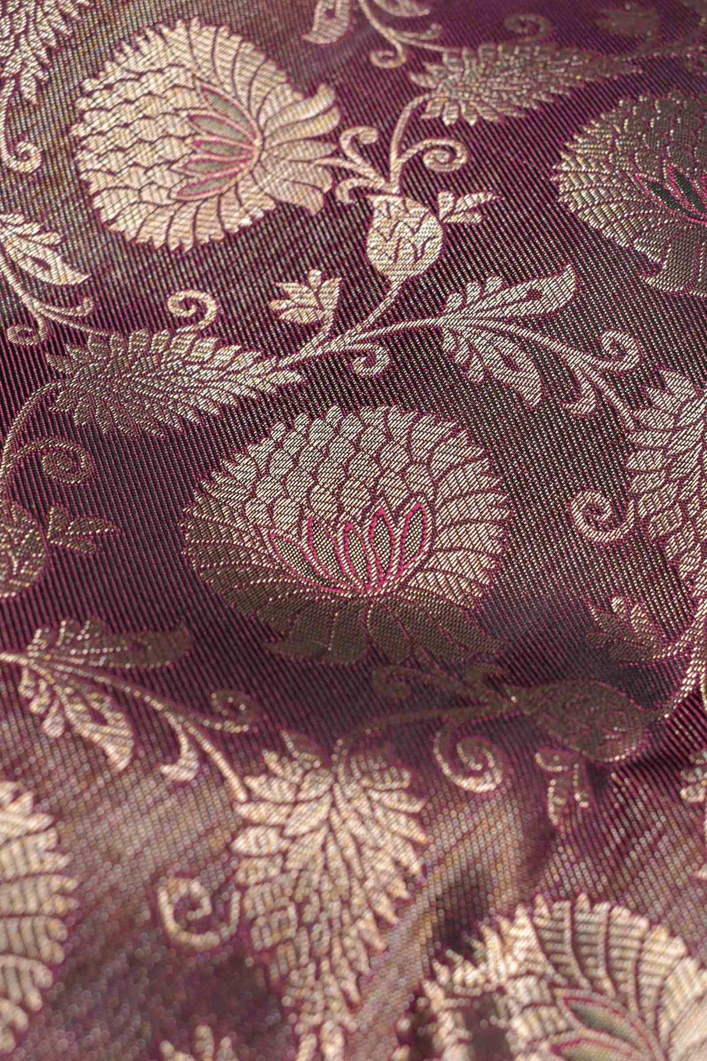 Golden Brown Kanchipuram Bridal Pure Silk Golden Florals Zari Border Saree NAA164