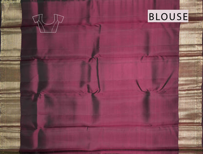 Golden Brown Kanchipuram Bridal Pure Silk Golden Florals Zari Border Saree NAA164