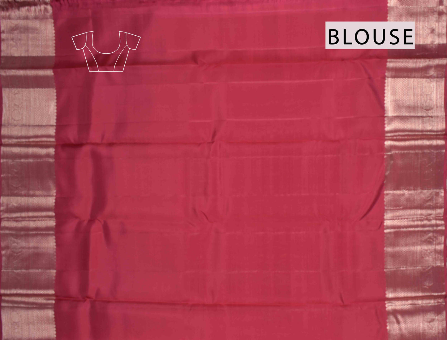 Golden Dark Pink Kanchipuram Bridal Pure Silk Fancy Vertical Waves  Zari Border Pallu Saree NAA166