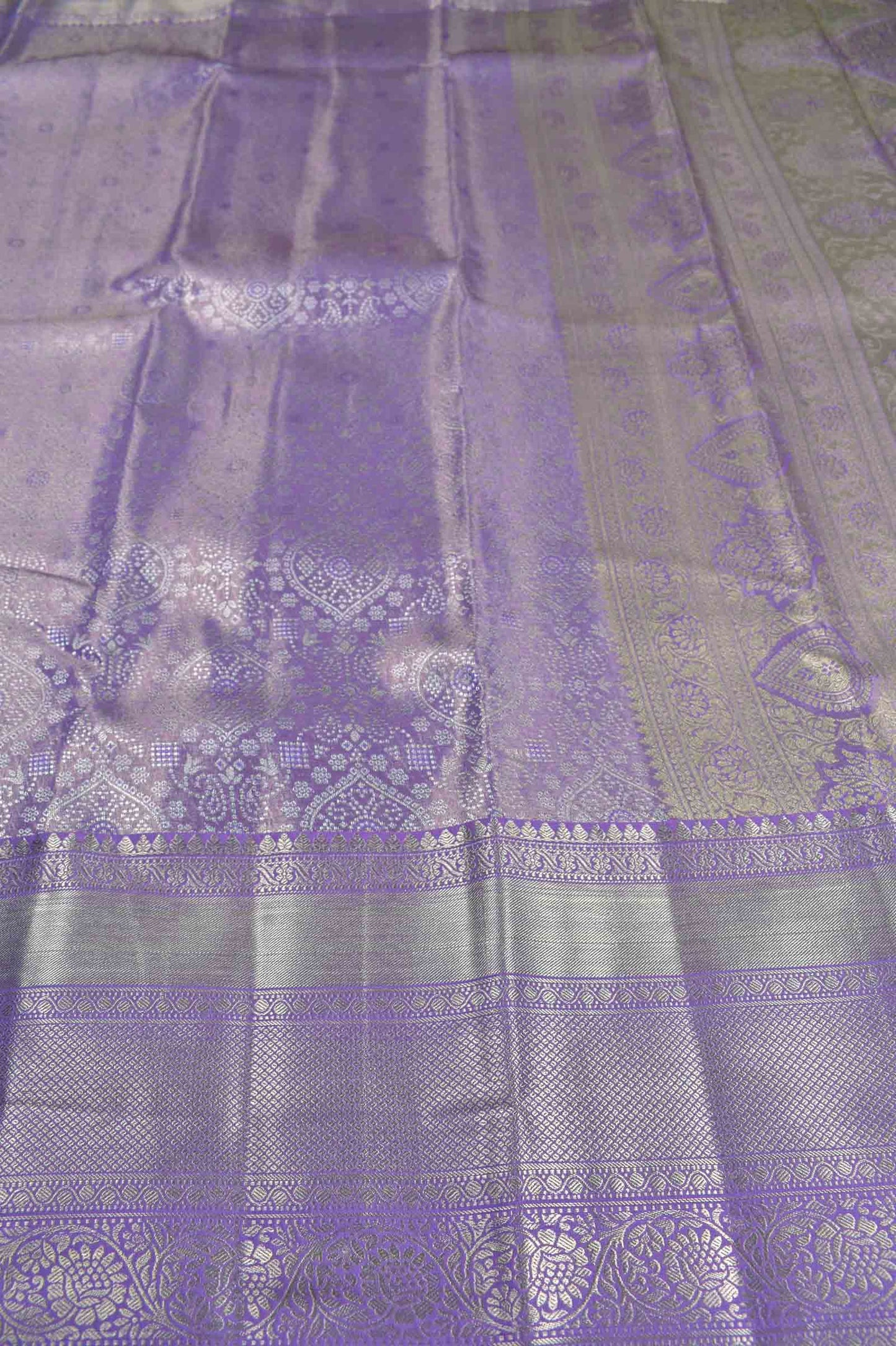 Light Voilet Semi Silk Tissue Fancy Print Saree
