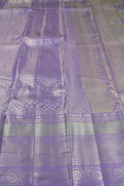 Light Voilet Semi Silk Tissue Fancy Print Saree