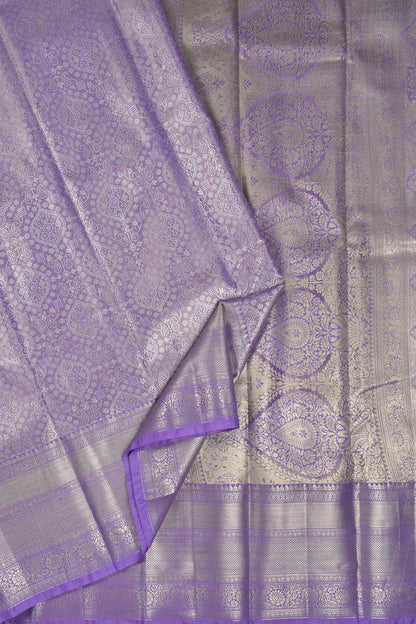 Light Voilet Semi Silk Tissue Fancy Print Saree