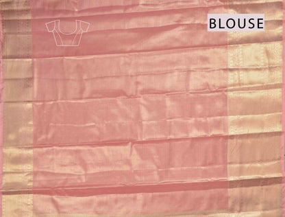 Golden Light Pink Semi Silk Tissue Fancy Animals Print Saree