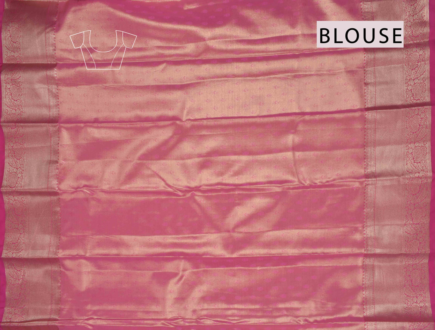 Golden Pink Semi Silk Tissue Fancy Print Pink Zari Border Pallu Saree