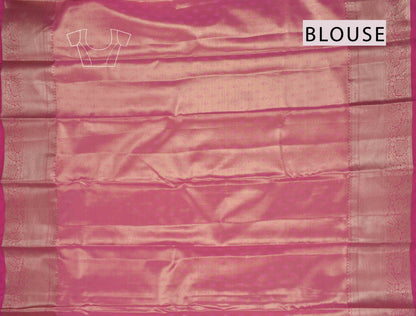 Golden Pink Semi Silk Tissue Fancy Print Pink Zari Border Pallu Saree