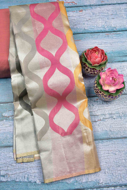 Multi Colour Semi Silk Tissue Fancy Print Silver Zari Pallu Saree