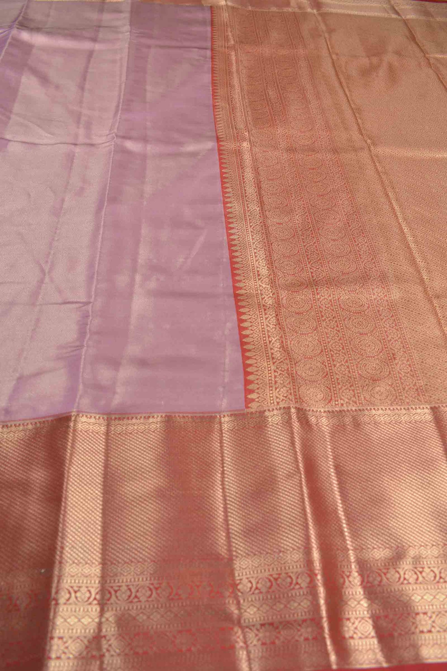 Light Pink Semi Silk Tissue Fancy Mini Zari Lines Contrast Zari Border Pallu Saree