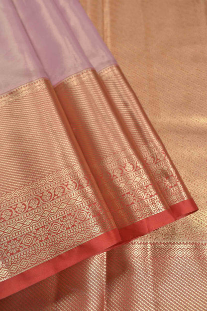 Light Pink Semi Silk Tissue Fancy Mini Zari Lines Contrast Zari Border Pallu Saree