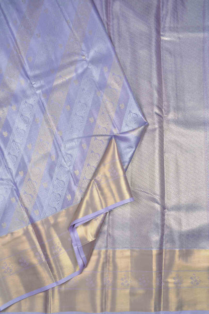 Light Voilet Semi Silk Tissue Fancy Peacock Print Zari Border Saree