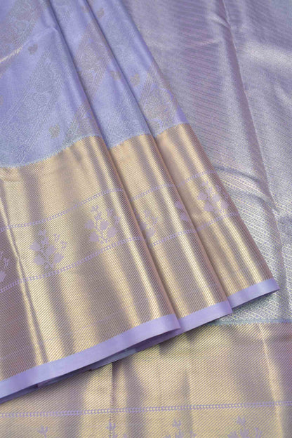 Light Voilet Semi Silk Tissue Fancy Peacock Print Zari Border Saree