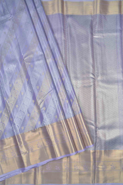 Light Voilet Semi Silk Tissue Fancy Peacock Print Zari Border Saree