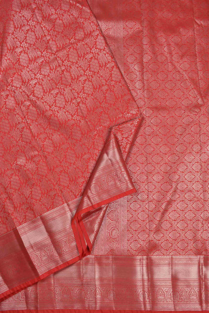 Bold Red Semi Silk Intricate Floral Body Zari Border Saree