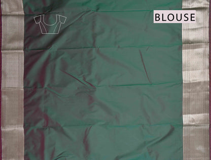 Green Semi Silk  Fancy Waves Zari Border Pallu Saree