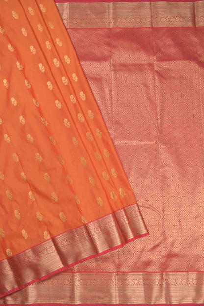 Golden Orange Semi Silk Mini Butta Zari Border Saree