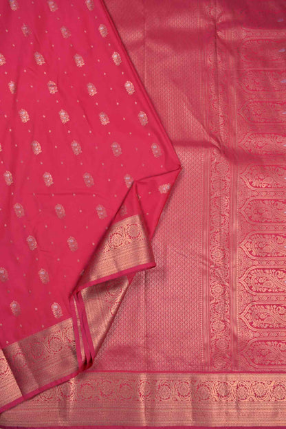 Crimson Pink Semi Silk Mini Butta Zari Border Saree