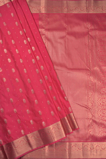 Crimson Pink Semi Silk Mini Butta Zari Border Saree