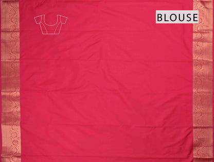 Crimson Pink Semi Silk Mini Butta Zari Border Saree