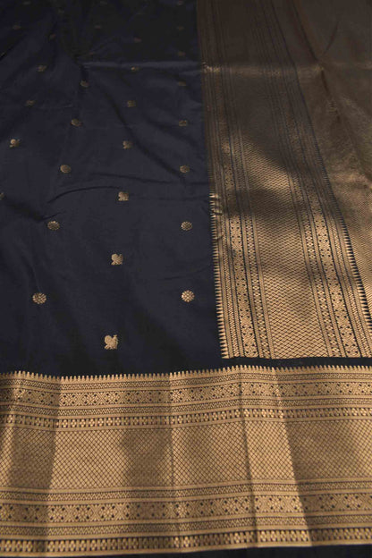 Black Semi Silk Mini Butta Zari Border Pallu Saree