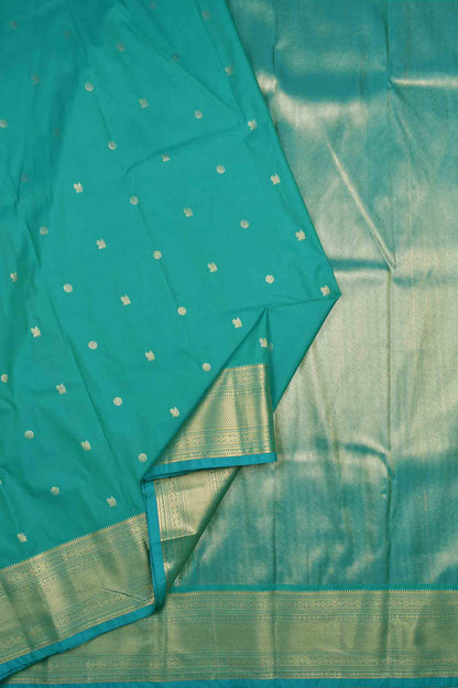 Green Semi Silk Mini Butta Zari Border Pallu Saree