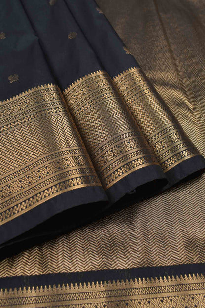 Black Semi Silk Mini Butta Zari Border Pallu Saree