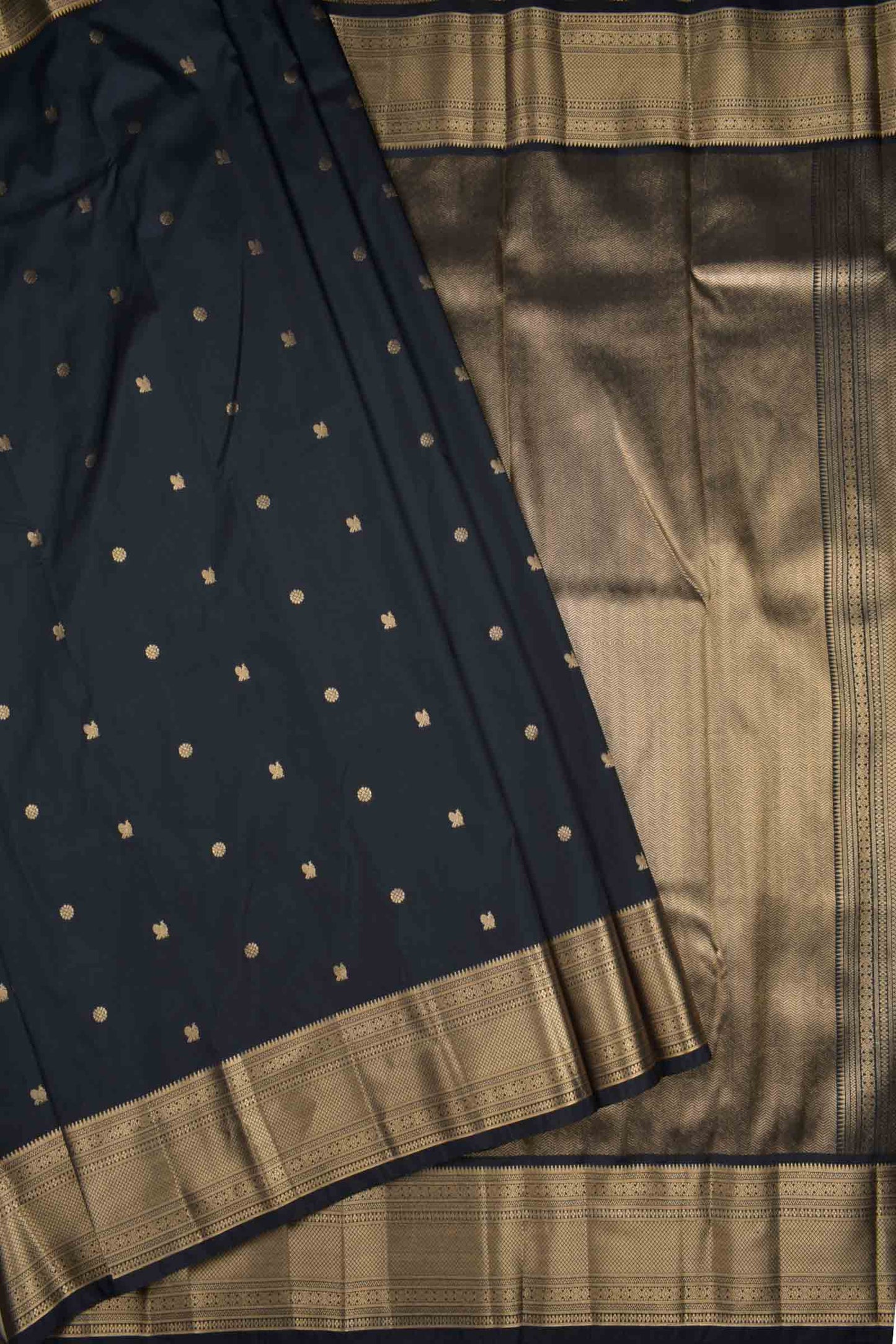 Black Semi Silk Mini Butta Zari Border Pallu Saree