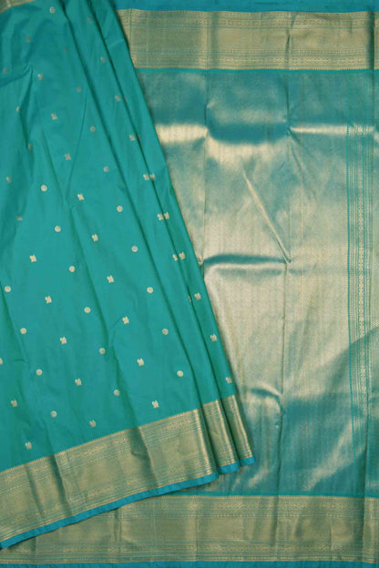 Green Semi Silk Mini Butta Zari Border Pallu Saree