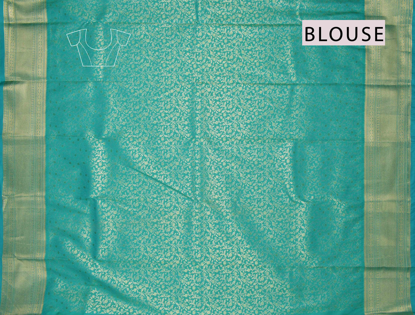 Green Semi Silk Mini Butta Zari Border Pallu Saree