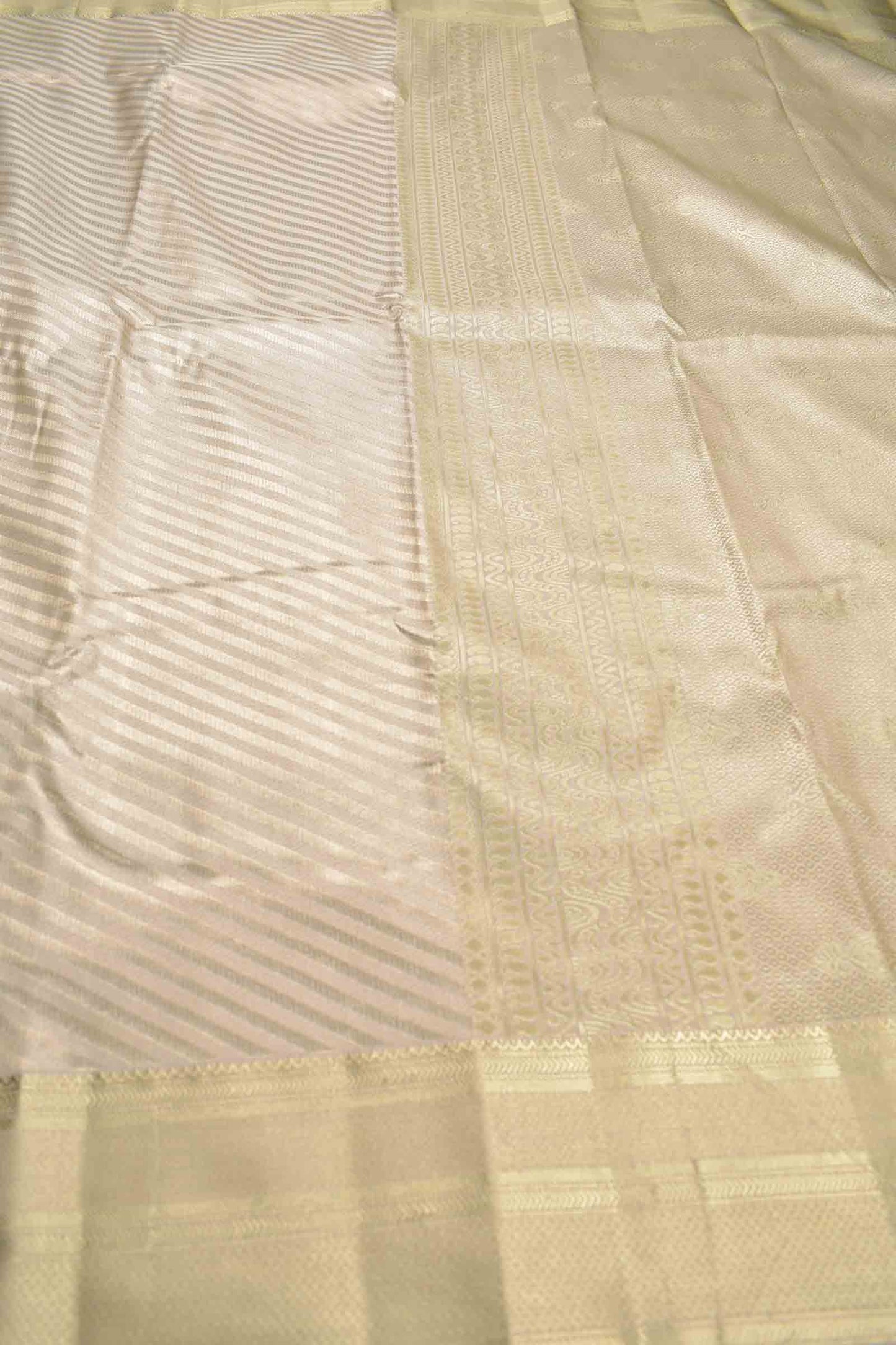 Light Sandal Semi Silk Self Zari Cross Lines Zari Border Saree