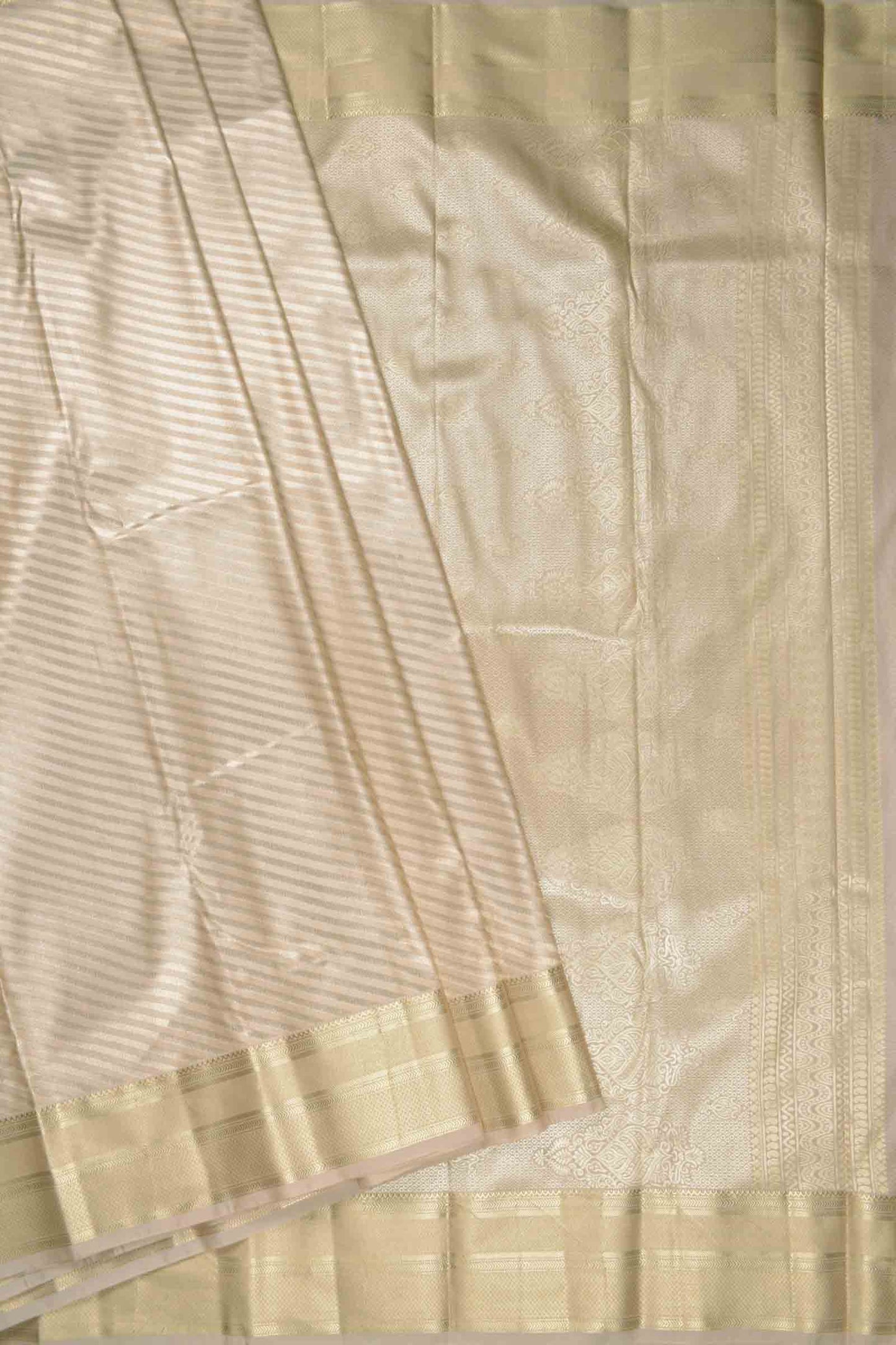 Light Sandal Semi Silk Self Zari Cross Lines Zari Border Saree