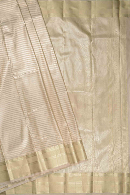 Light Sandal Semi Silk Self Zari Cross Lines Zari Border Saree