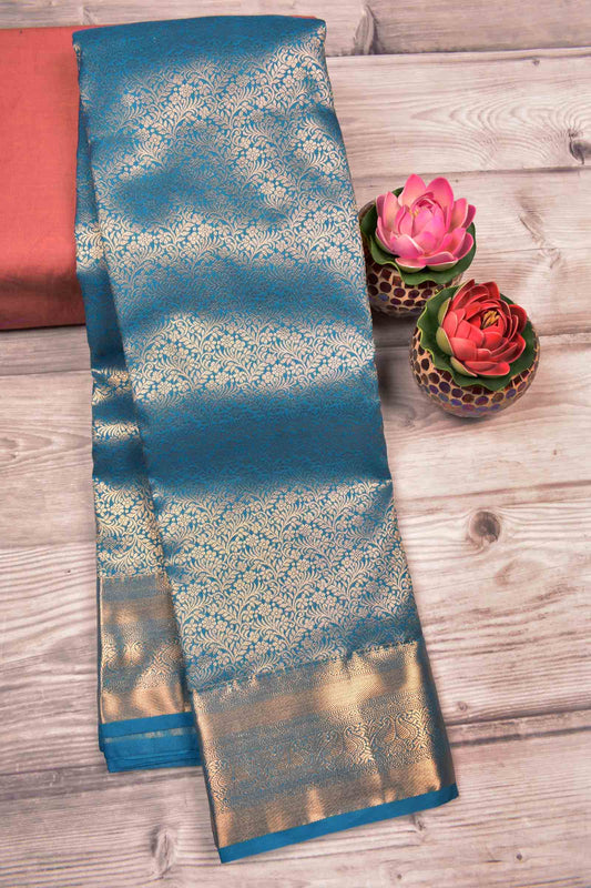 Golden Blue Semi Silk All Over Rich Jacquard Gold Border Saree