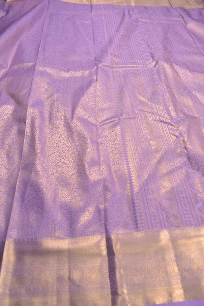 Golden Violet Semi Silk All Over Floral Jacquard Saree