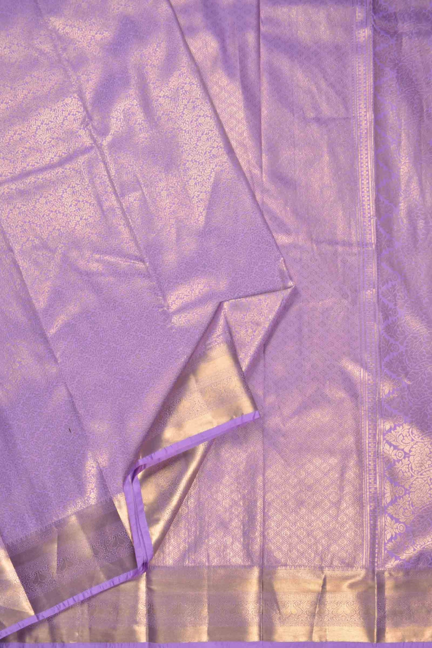 Golden Violet Semi Silk All Over Floral Jacquard Saree