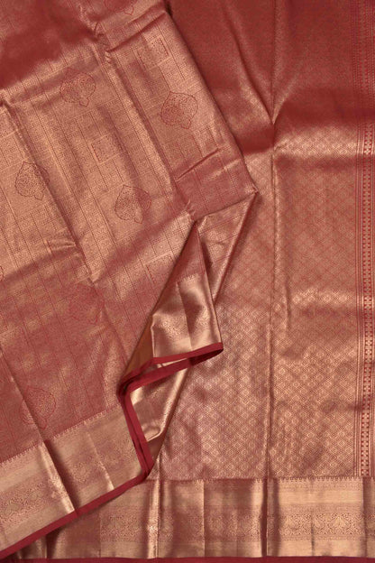 Golden Maroon Semi Silk Fancy Zari Border Saree