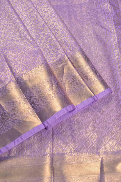 Golden Violet Semi Silk All Over Floral Jacquard Saree